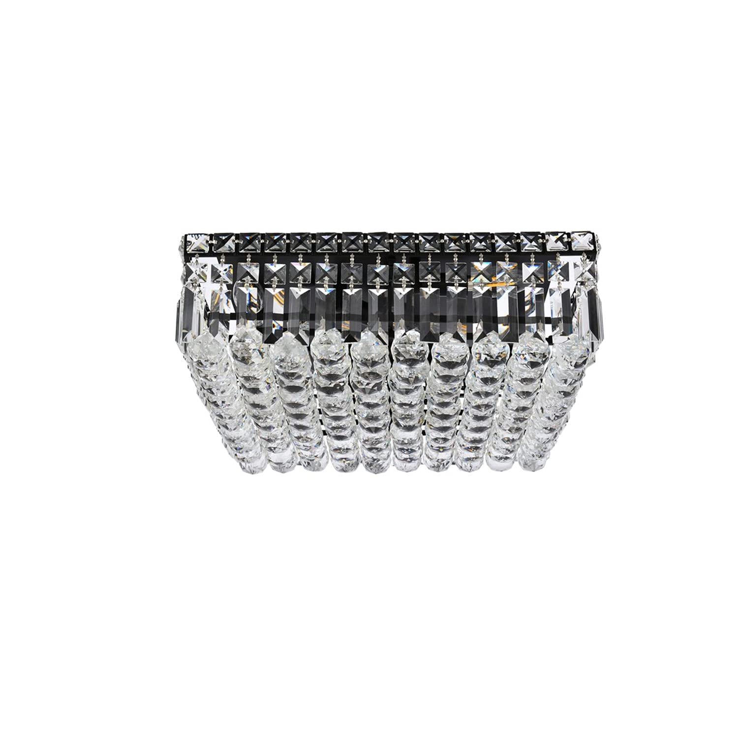 Elegant Lighting Maxime 16&quot; Black Metal & Crystal Flush Mount Ceiling Light Fixture