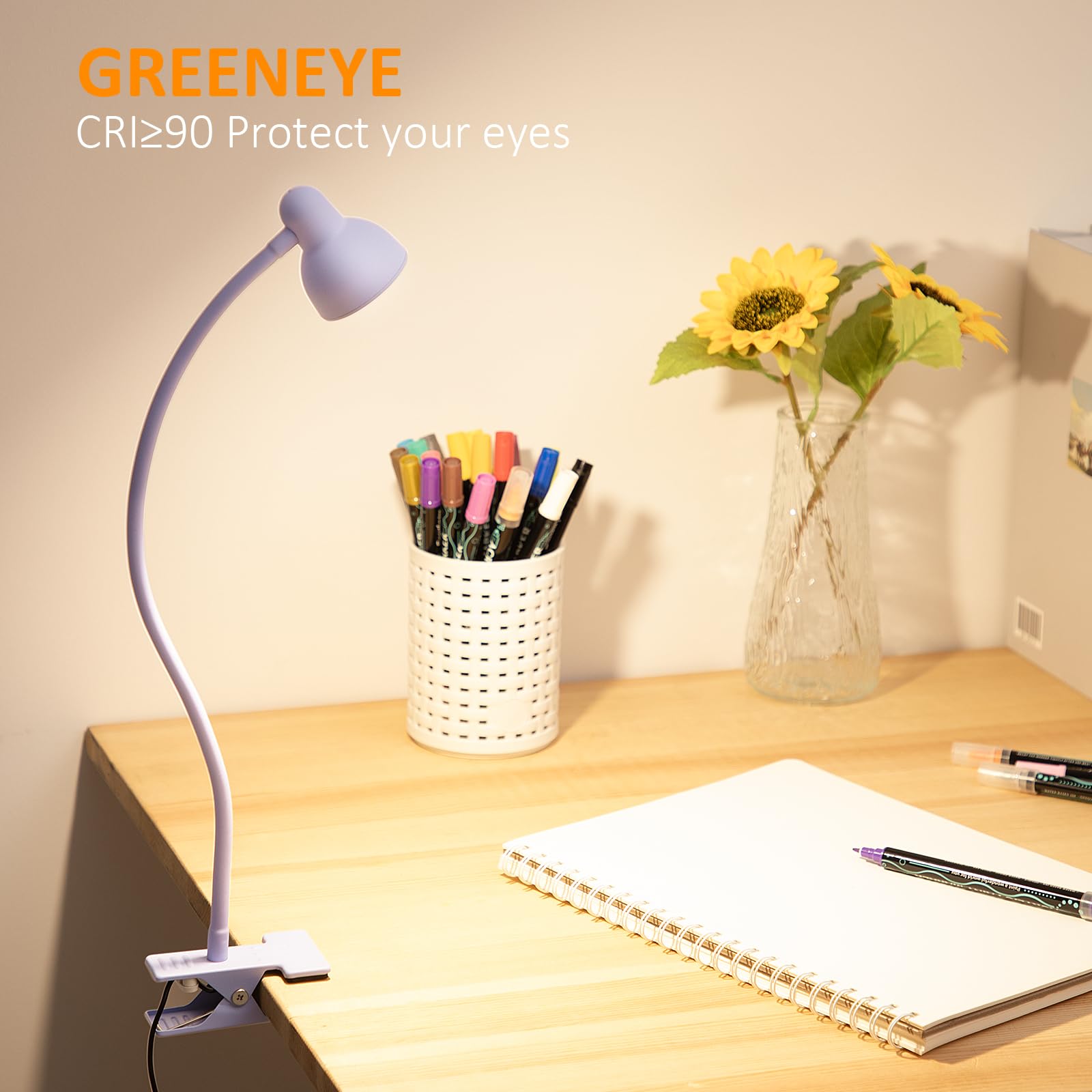 Lifmira Clip On Lamp Usb Reading Light, 3 Color Modes, 10 Brightness Dimmable, Flexible Gooseneck Desk Lamp With Clamp, Eye Care