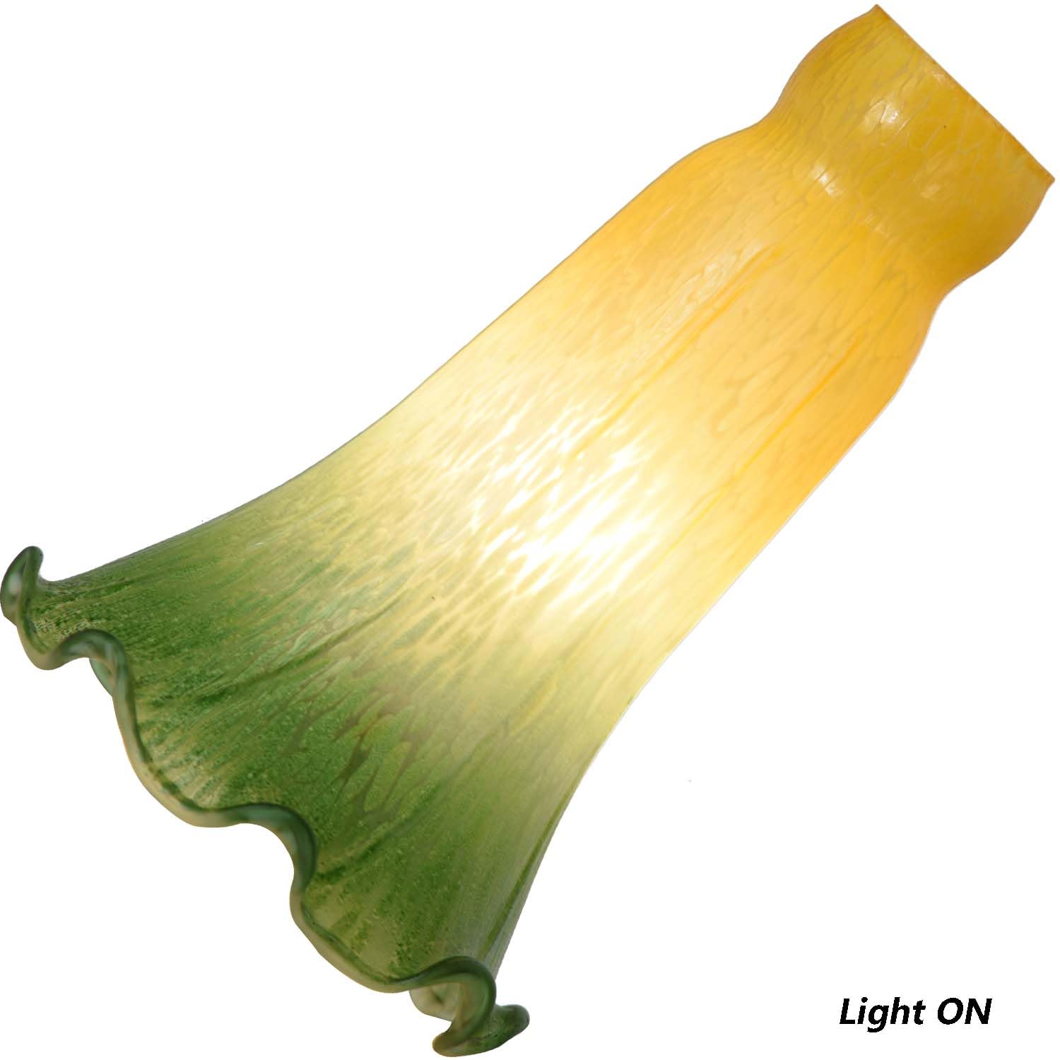 Bieye Ls15 Lily Flower Blown Glass Lampshade (Yellow Green, Opening I.D. 1.26'' X O.D. 1.5'')