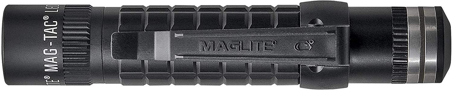 MagLite Mag-Tac LED Rechargeable Flashlight - Matte Black, Model TRM1RE4, Plain-Bezel, Durable Iron Construction
