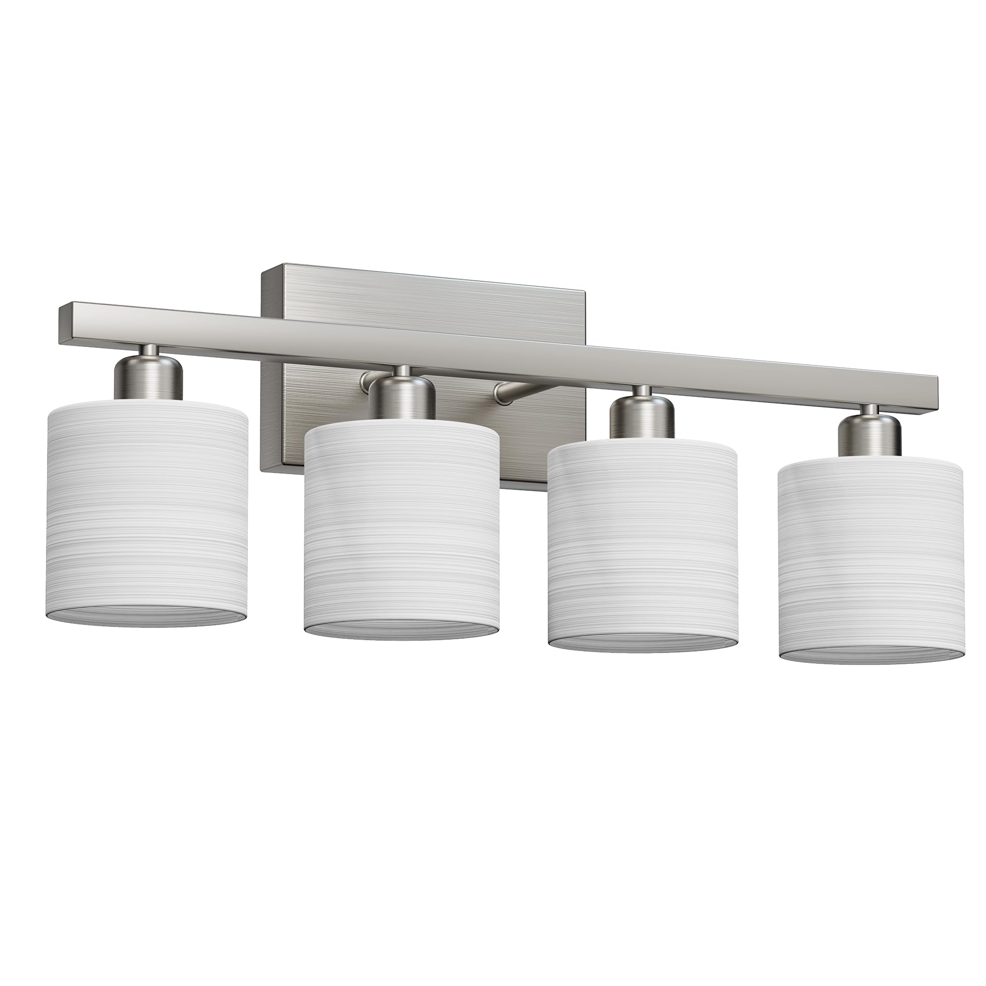 PARTPHONER Classic Vanity Lights, 4-Light Brushed Nickel, Frosted Opal Glass Shades, Model PAWL201AS1