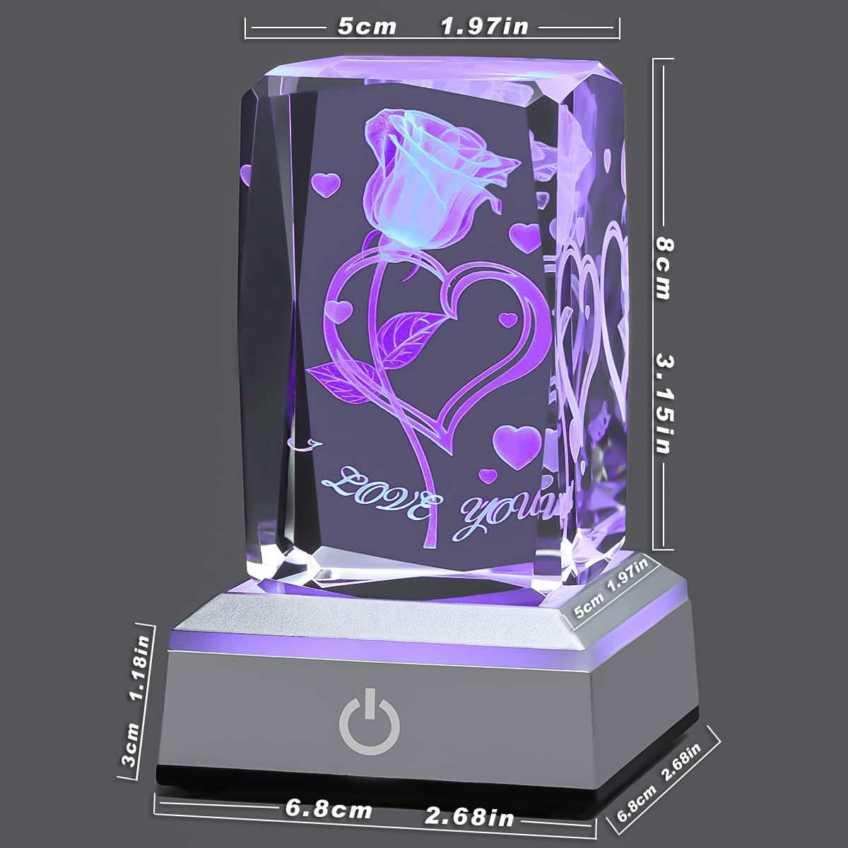Hochance 3D Loverose Crystal Multicolor Nightlight - I Love You Decolamp,Perfect Valentines Gift Ideas For Her My Girlfriend Wif