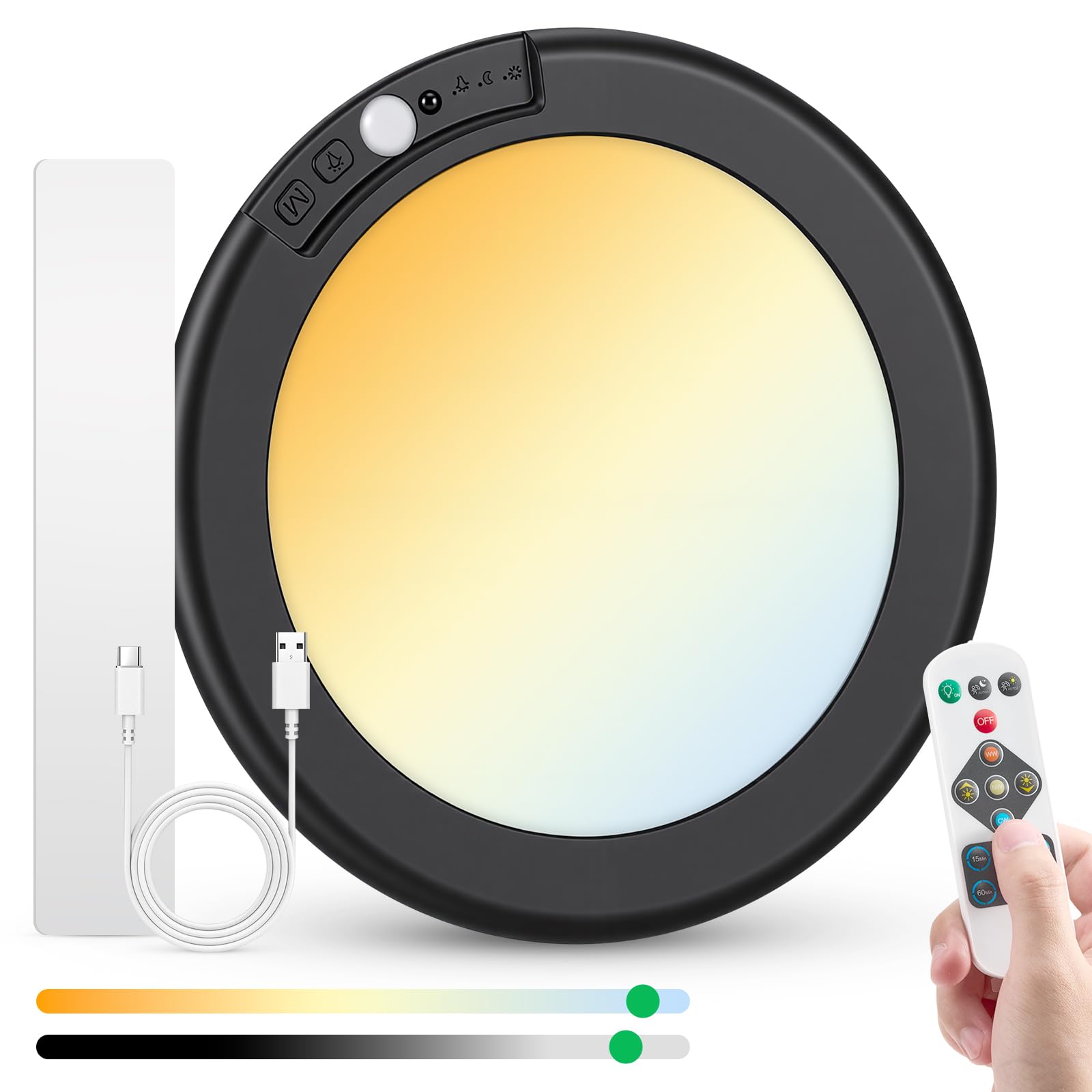 Bojim Rechargeable Motion Sensor Wireless Closet Ceiling Light 6000mAh Battery Powered, Magnetic Fixture Shower Lights with Remo