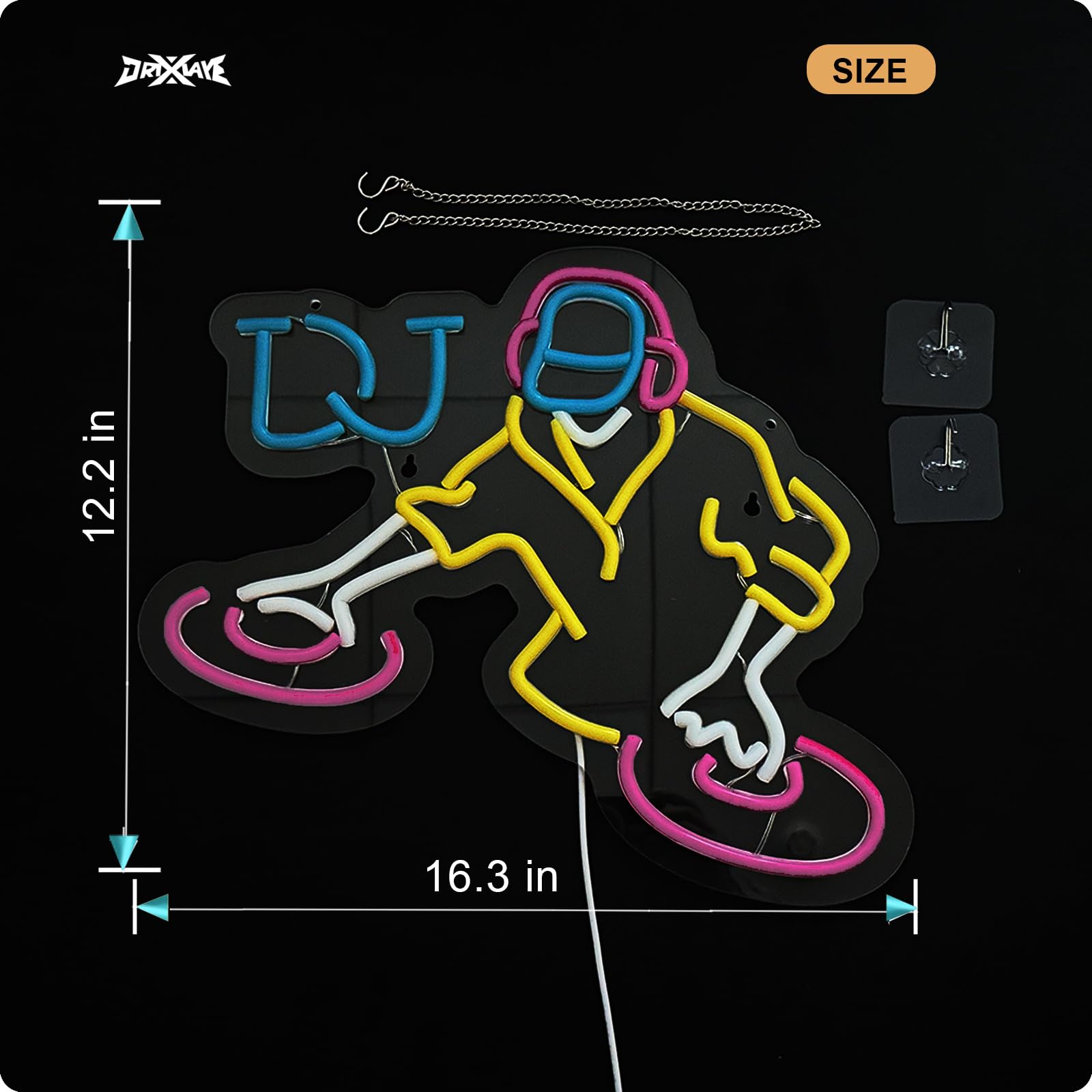 Dj Neon Sign For Wall Decor Teen Room Decor Gifts For Birthday Kids Room Art Decor Boys Playroom Bedroom Decor(16.3X12.2 In)