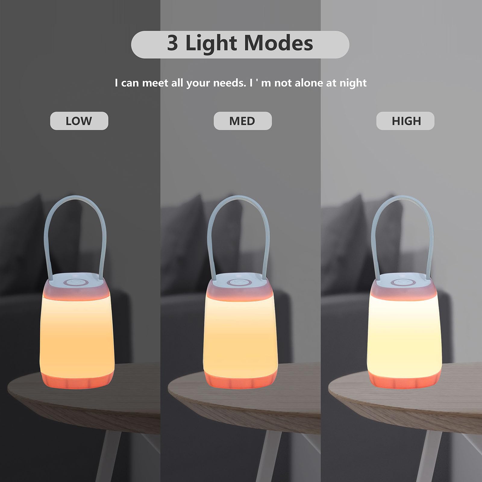 Hilngav 3 Pack LED Camping Light, 3 Light Modes Battery Powered Night Light for Indoor and Outdoor Emergency Light, Tent Lantern
