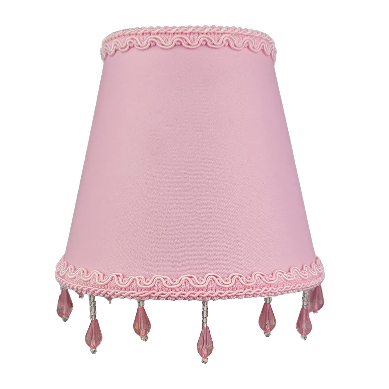 Royal Designs, Inc. Set Of 6 Beaded Empire Chandelier Lamp Shade With Decorative Trim, 3 X 5 X 4.5 Inch, Clip-On, Pink, 6 Pack