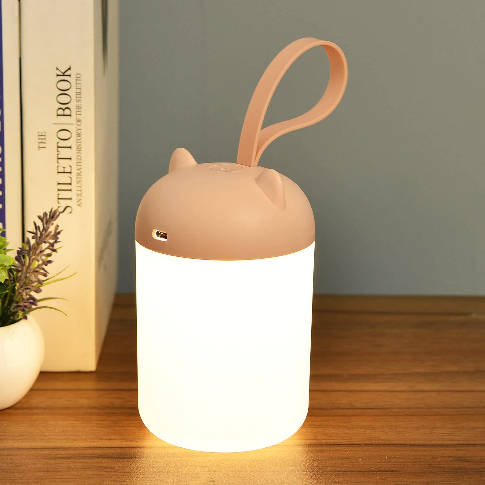 Startogo Kids Lantern Night Light - Portable Rechargeable Led, Dimmable, Warm Light, Pink