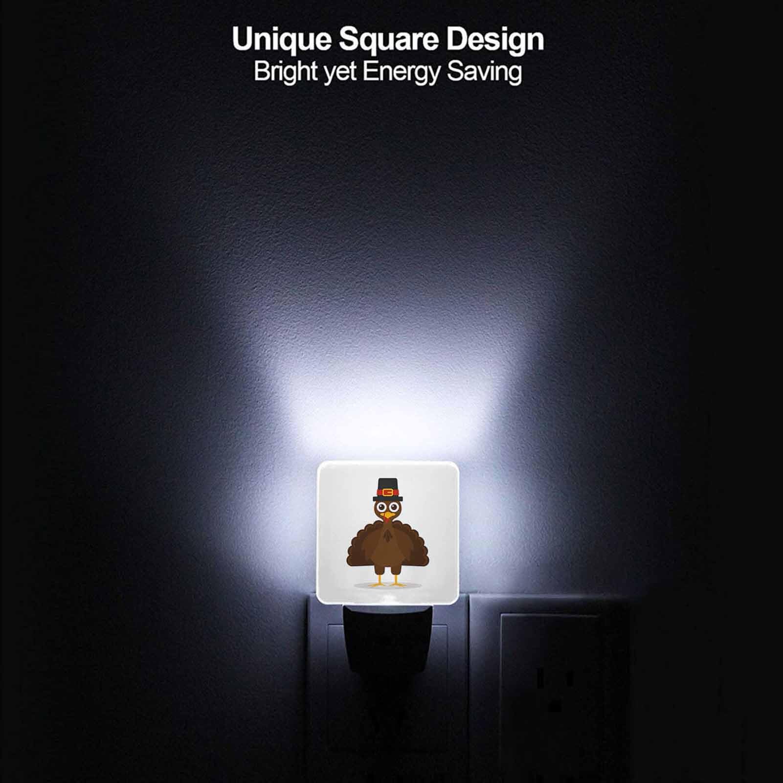 Led Night Light Plug Into Wall With Dusk To Dawn Light Sensor White Energy Efficient Cartoon Turkey White Autumn Nightlight For