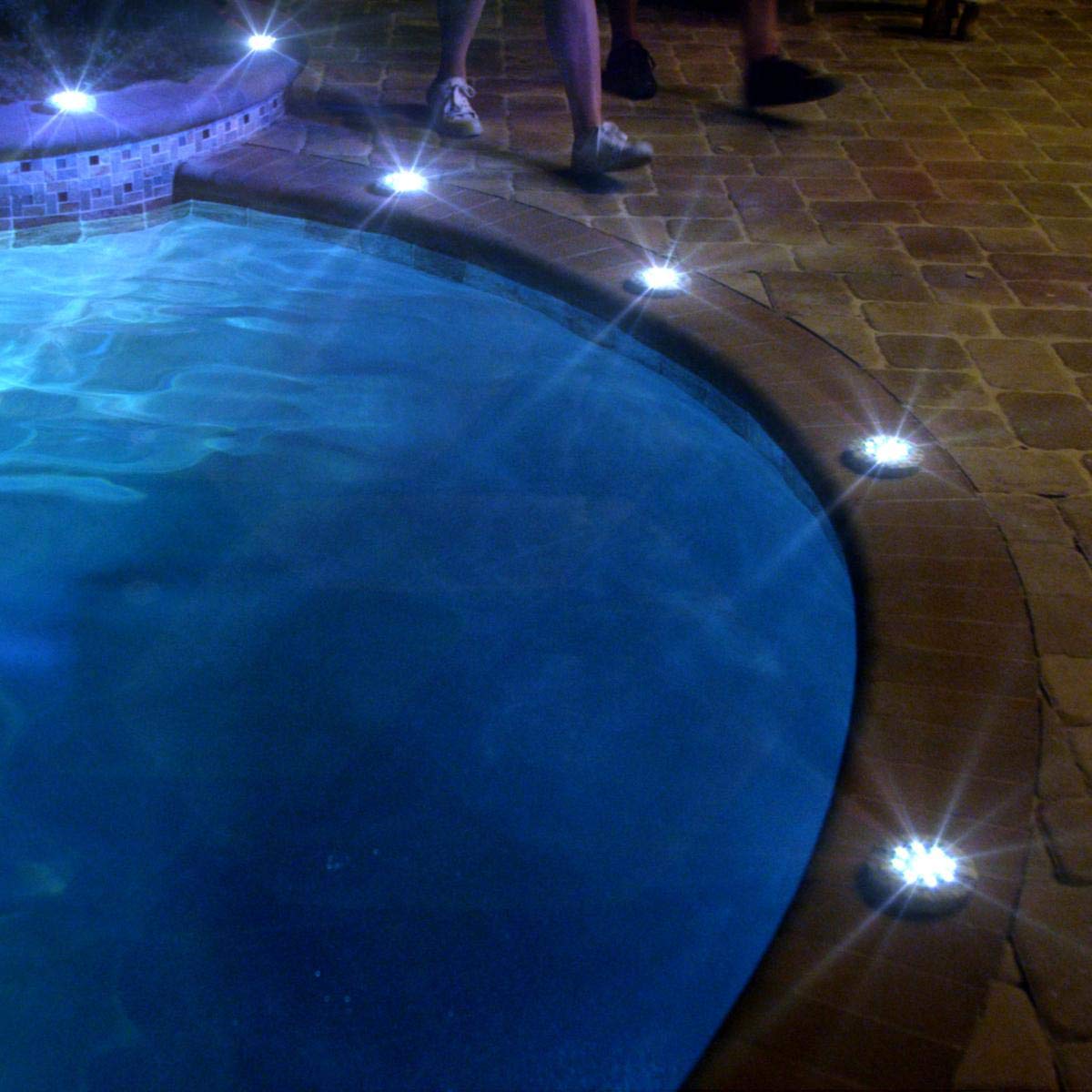 Bell+Howell 8-Bulb Camouflaged Led Disk Lights - Auto On/Off Outdoor Lighting, Tan