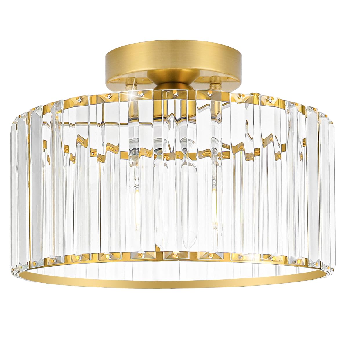 Crystal Ceiling Light Fixture, Modern Semi Flush Mount Ceiling Light, Gold Hallway Lighting Fixtures Chandelier for Kitchen, Clo