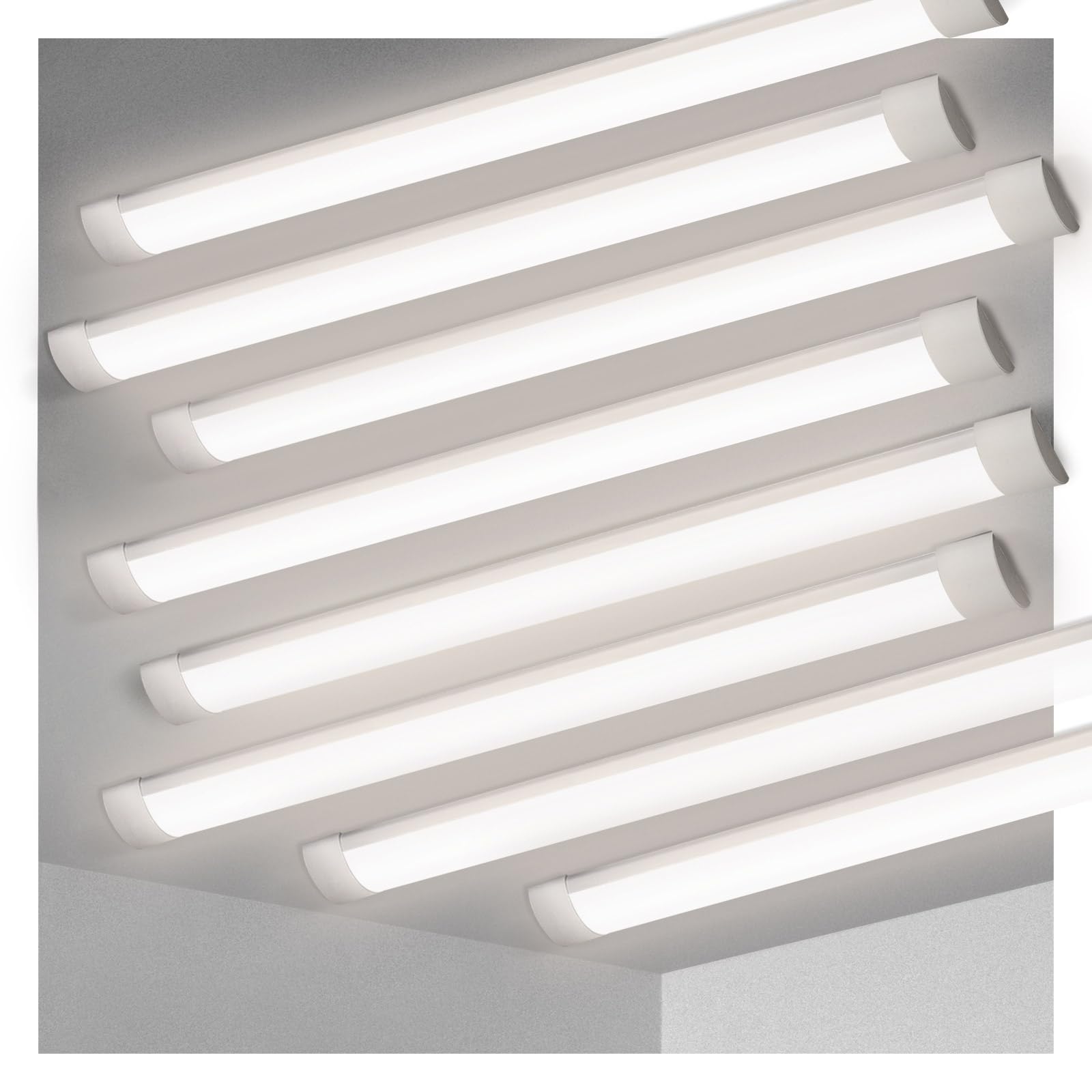 Kilipol 3Ft Led Batten Light, Ceiling Surface Mounted Slim Led Tube Lights, 30W 4000K Neutral White For Office, Shop, Garage, Home, 8 Packs
