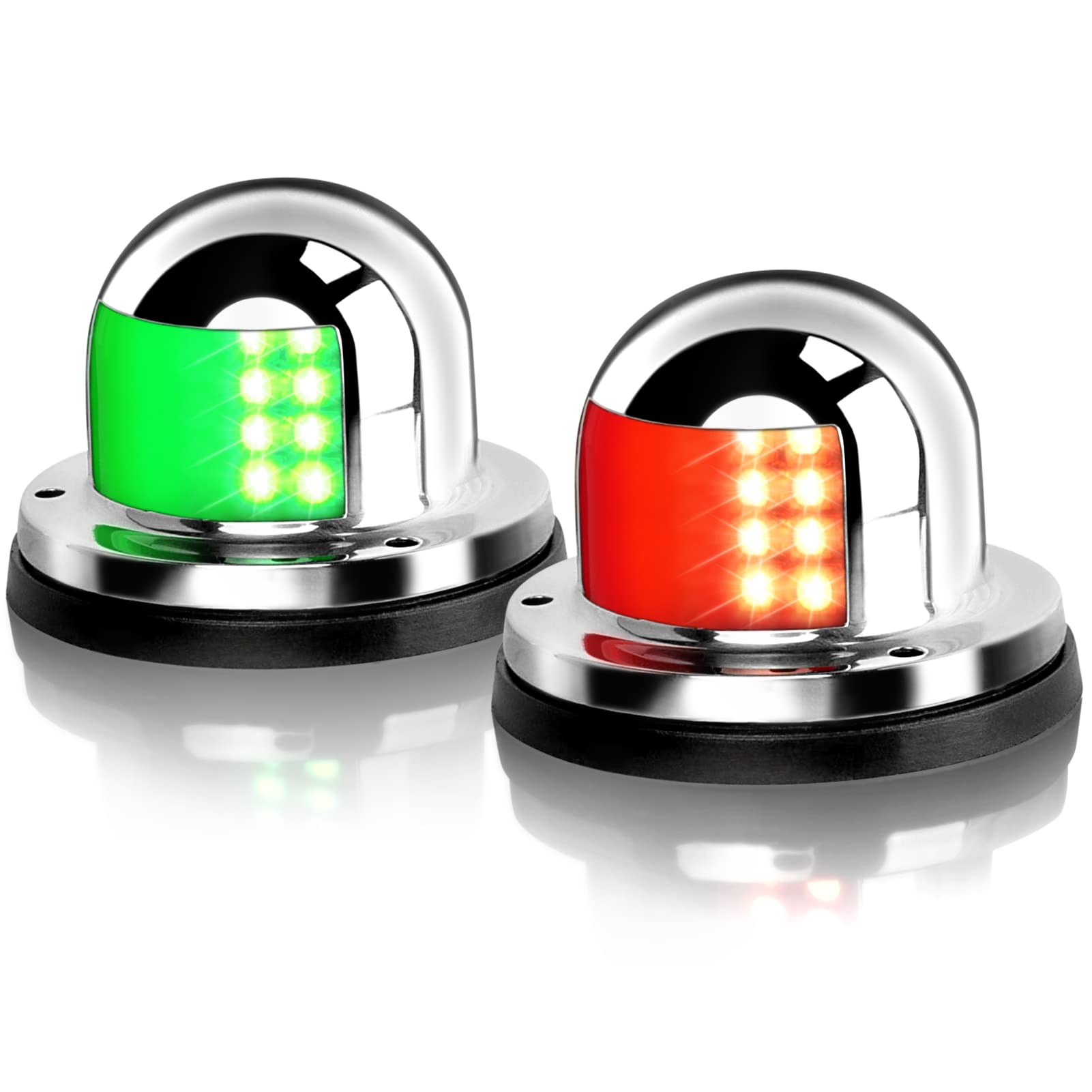 Obcursco Navigation Lights For Boats Led, Pontoon Boat Navigation Lights Red And Green, Deck Mount Port And Starboard Boat Lights For Bow And Stern, Suitable For Marine, Skeeter Boat, And Bass Boat