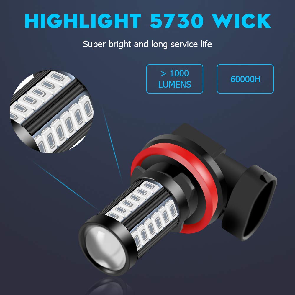 Teguangmei H11 Car LED Fog Light Bulbs 6000K Green 5730 33SMD 12V - 2Pcs