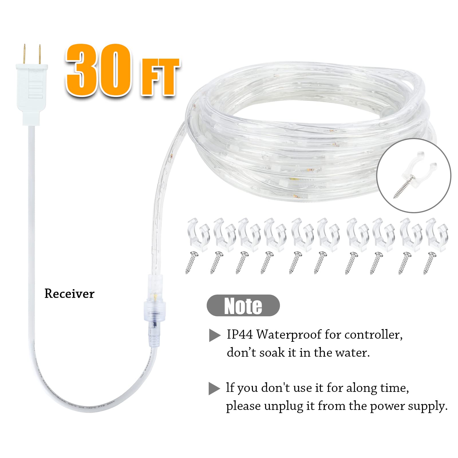 Afirst 18Ft Warm White Led Rope Lights - Waterproof Fairy Lights For Outdoor & Home Decor