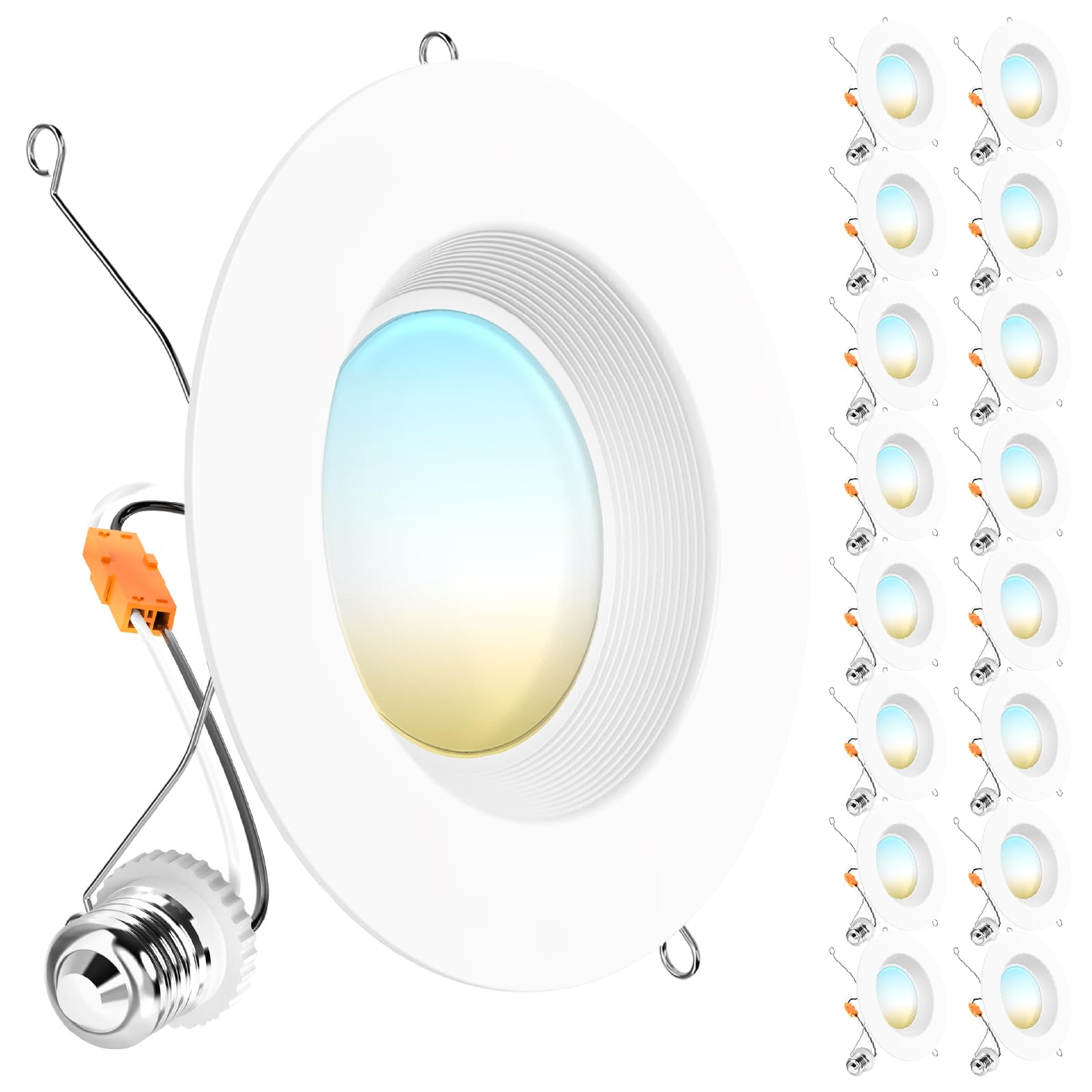 Sunco 16 Pack 5Cct Retrofit Led Recessed Lighting 6 Inch, 2700K/3000K/3500K/4000K/5000K Selectable, Dimmable Can Lights, Baffle Trim, 13W=75W, 1050 Lm, Damp Rated, Ul-Certified