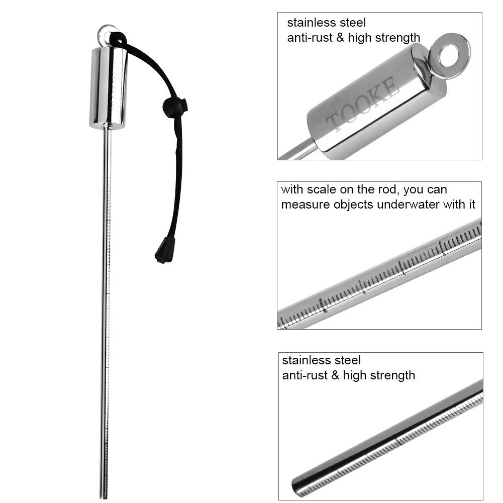 VGEBY Diving Pointer, Stainless Steel Lobster Tickle Pointer Underwater Shaker Noise Maker Diving Stick Rod with Lanyard (Black)