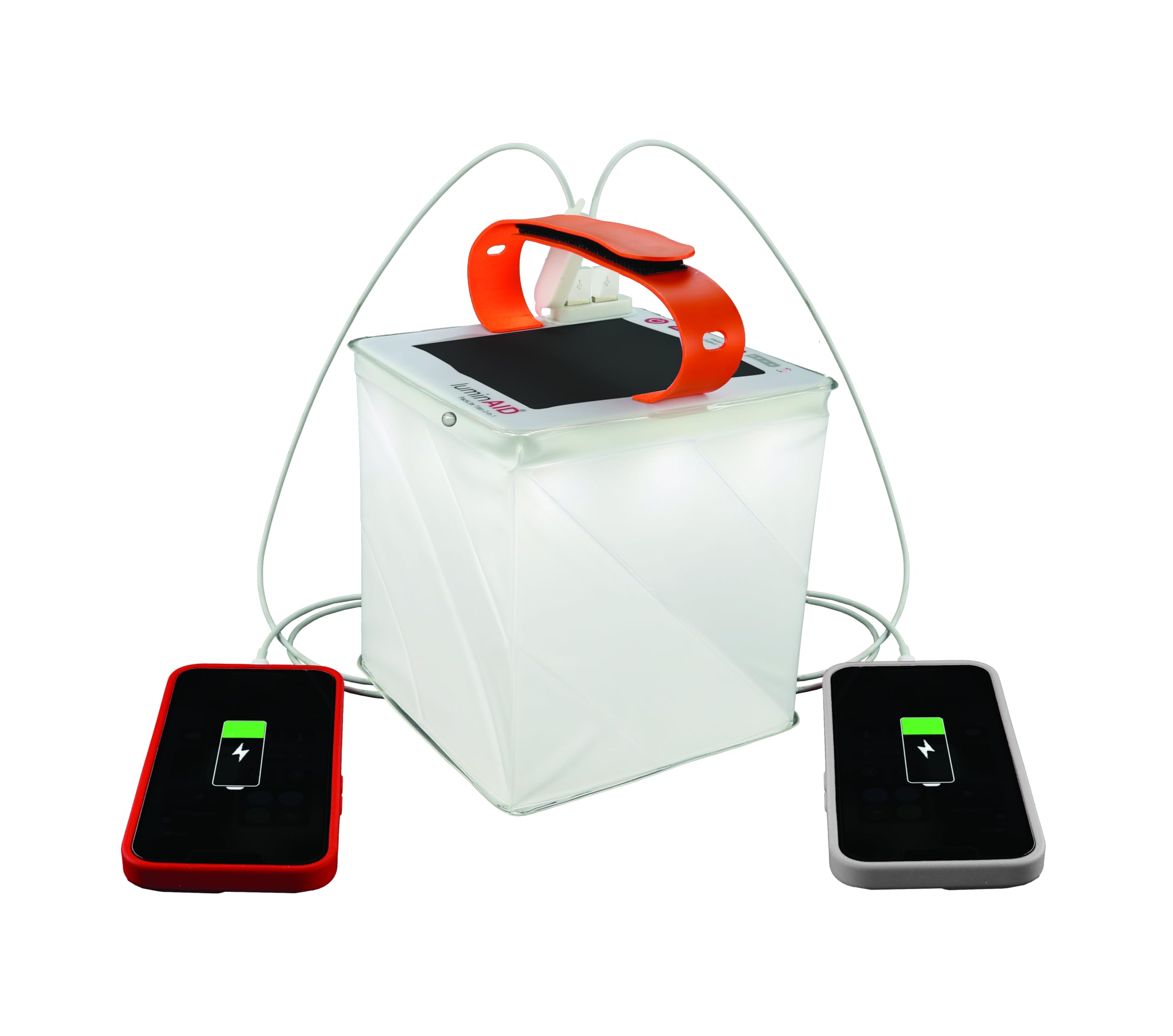 LuminAID Survivor Solar Lantern - Inflatable LED Light with Dual Phone Charger - Emergency Camping Light - Model 0196-0350 - White