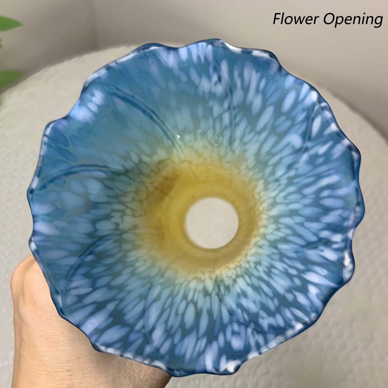 Bieye Ls14 Lily Flower Blown Glass Lampshade (Yellow Blue, Opening I.D. 1.26'' X O.D. 1.5'')