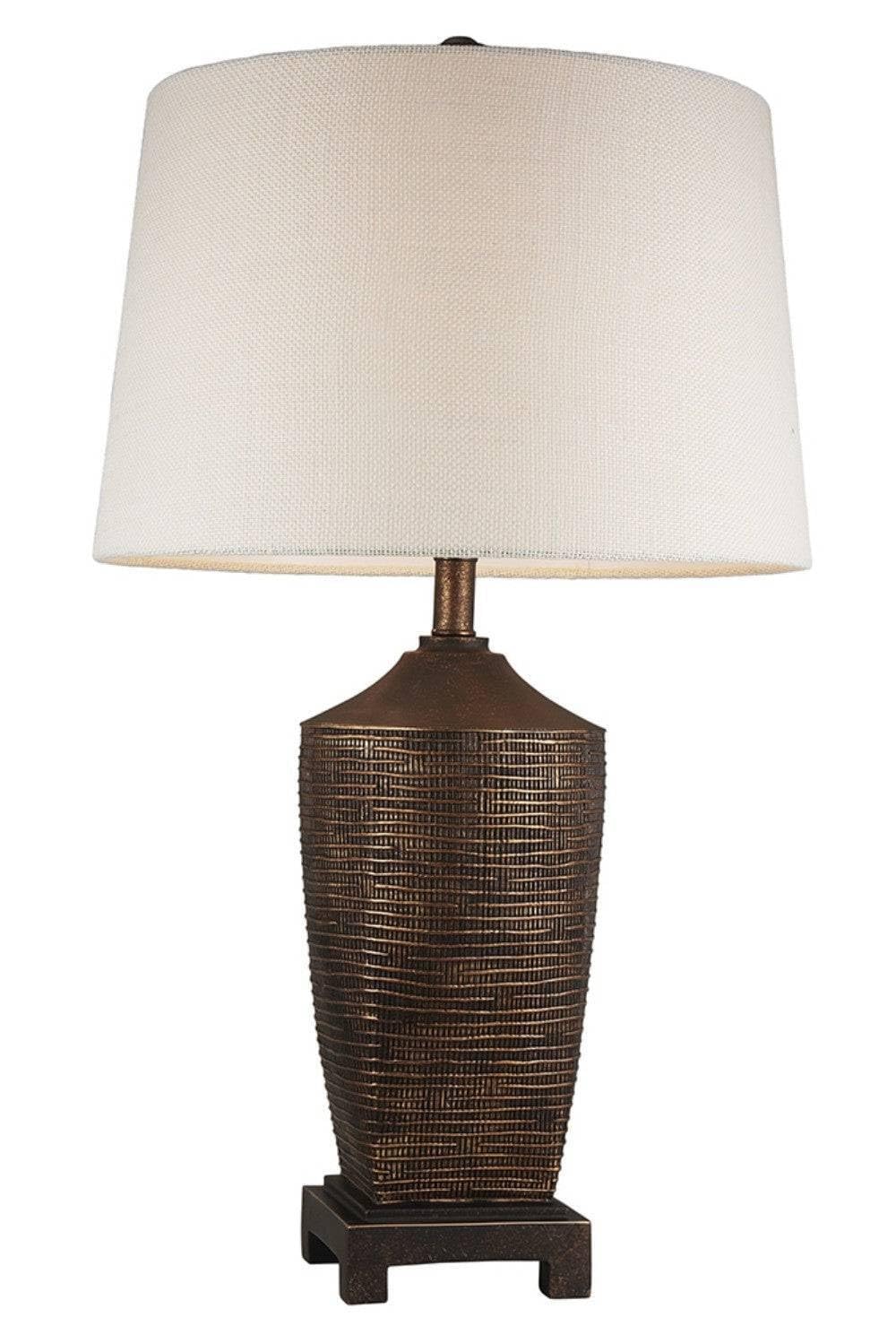 HomeRoots Rustic Ribbed Bronze Table Lamp - Resin Material, Elegant Design