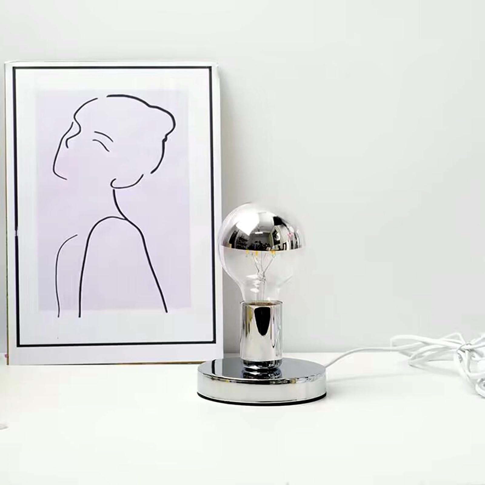 Xihome Simple Unique Lamp Base Only,Mini Bedside Table Lamp Bases,E26 Edison Light Bulb Stand Lamps For Small Spaces,Minimalist