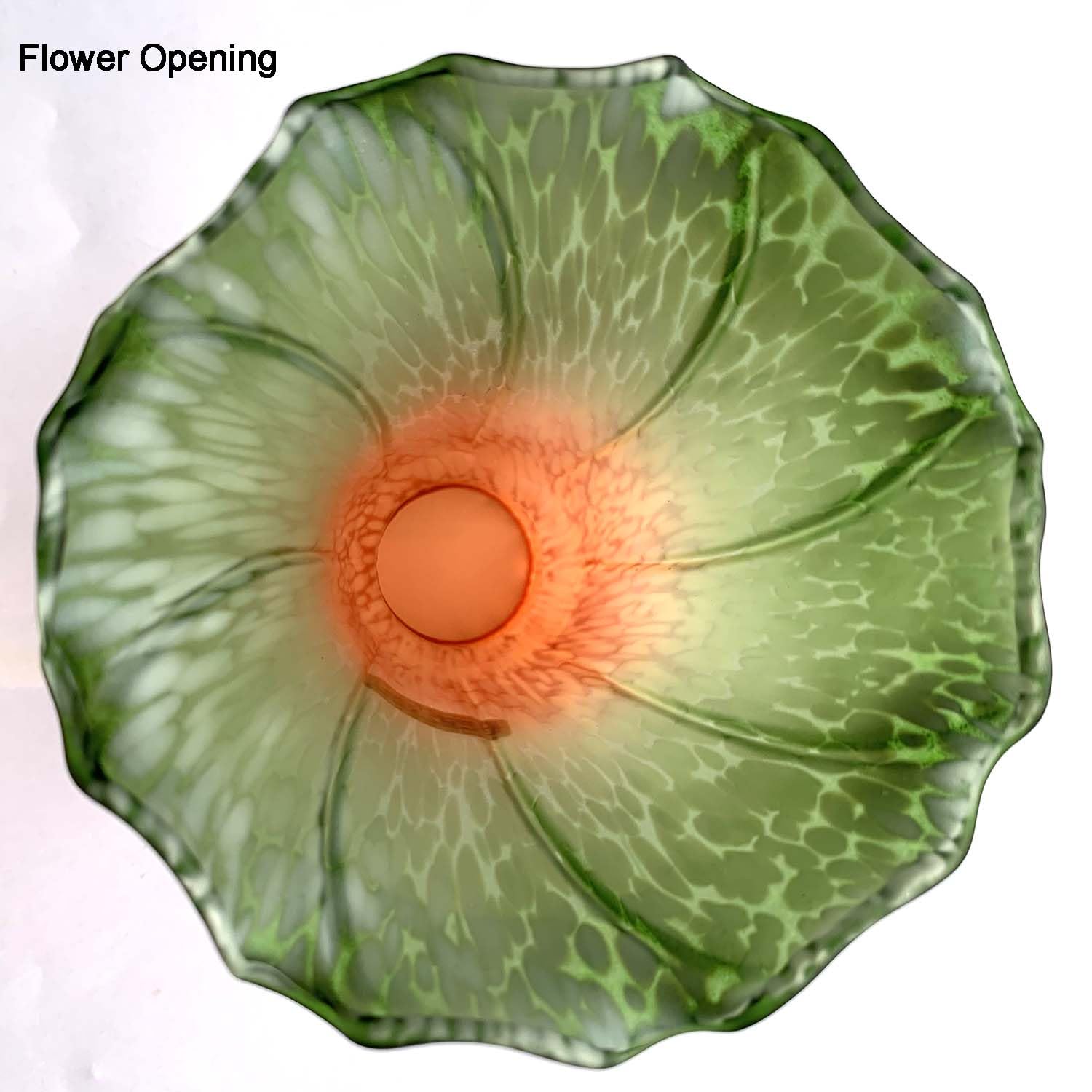Bieye Lily Flower Blown Glass Lampshade, Orange Green, Large I.D. 1.26" x O.D. 1.5", Model LILYSHADE