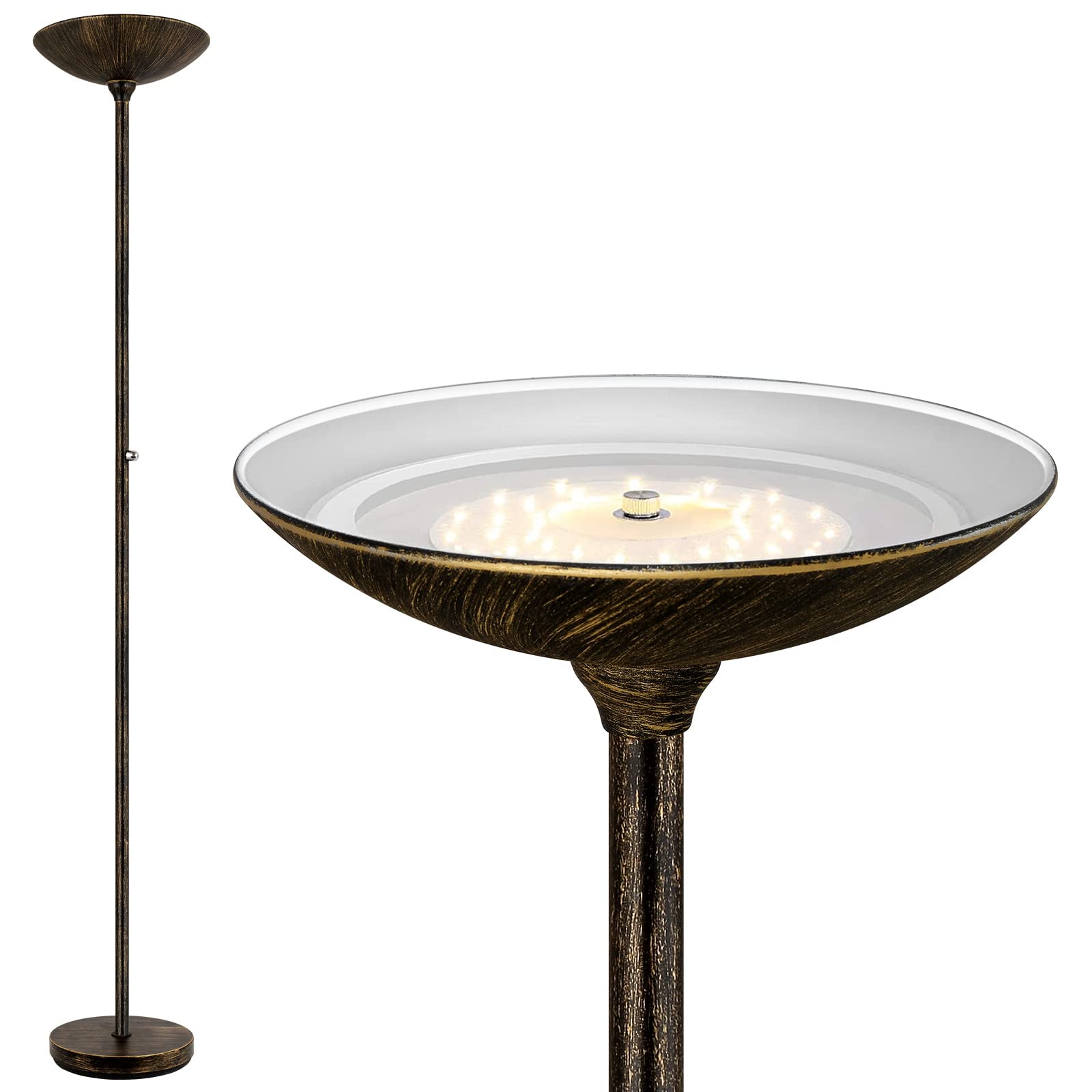 BoostArea Torchiere Floor Lamp, 24W LED, Dimmable, 70 Inch Tall, Antique Bronze, Model B0303