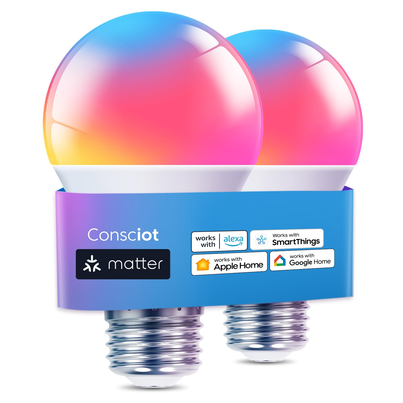 Consciot Smart Light Bulbs,Wifi Bluetooth Bulbs Works With Alexa/Google Home/Siri/Smartthings, Rgbtw Color Changing Led Light Bu