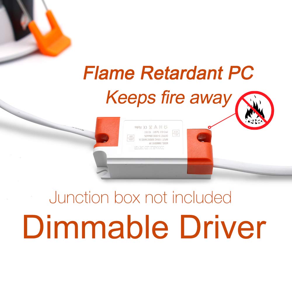 2.5 inch Dimmable LED Recessed Lighting, 5W Retrofit Downlight, 6000K Daylight White, CRI 80 with LED Driver, as AC 110V Ceiling