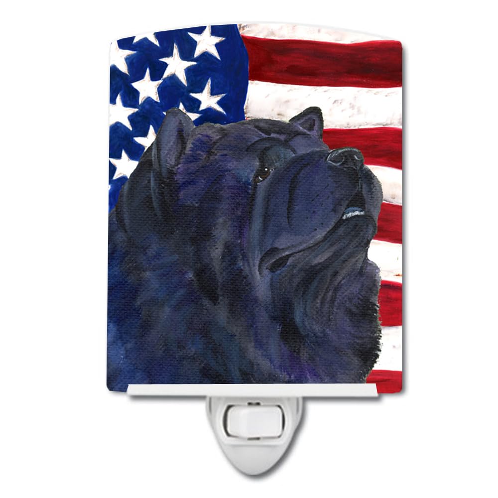 Carolines Treasures Ceramic Night Light, USA American Flag, Chow Chow Design, 6x4x3 inches, Multicolor, Model SS4028CNL