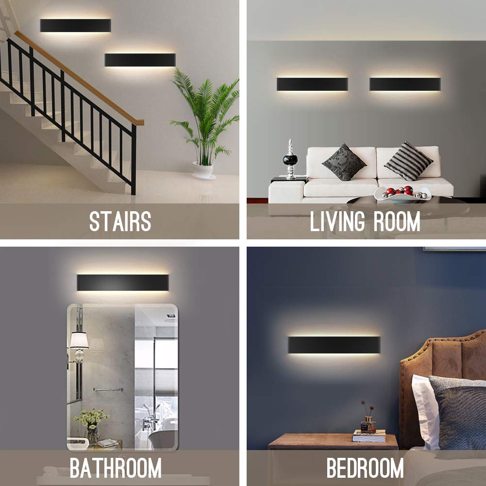 Ralbay 24" LED Wall Sconce - 20W Black Vanity Light, Modern Aluminum Design, Warm White 2700-3200K