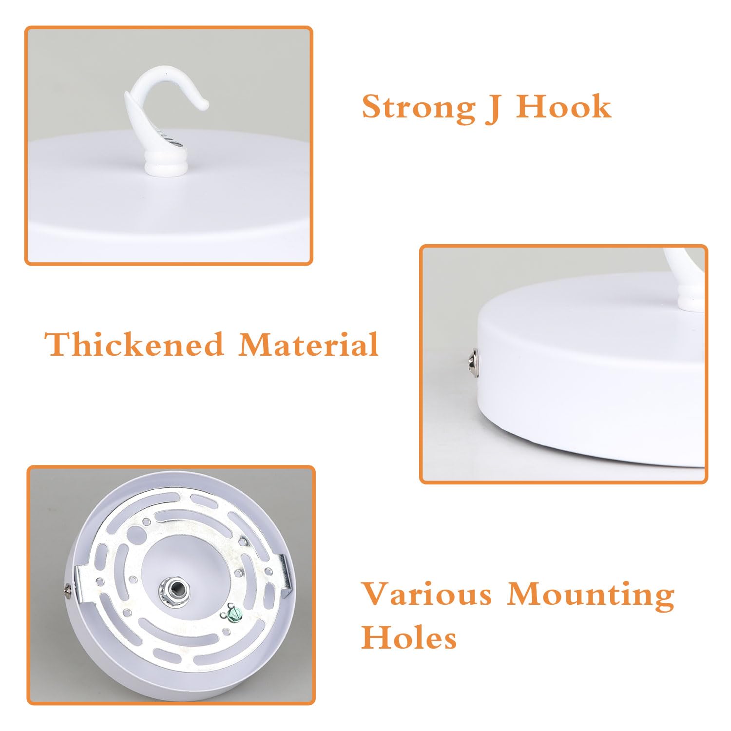 Helunsi Ceiling Canopy Kit - 4-3/4" White Aluminum Chandelier Plate, Rated 20lbs, Includes Hook, Pack of 1