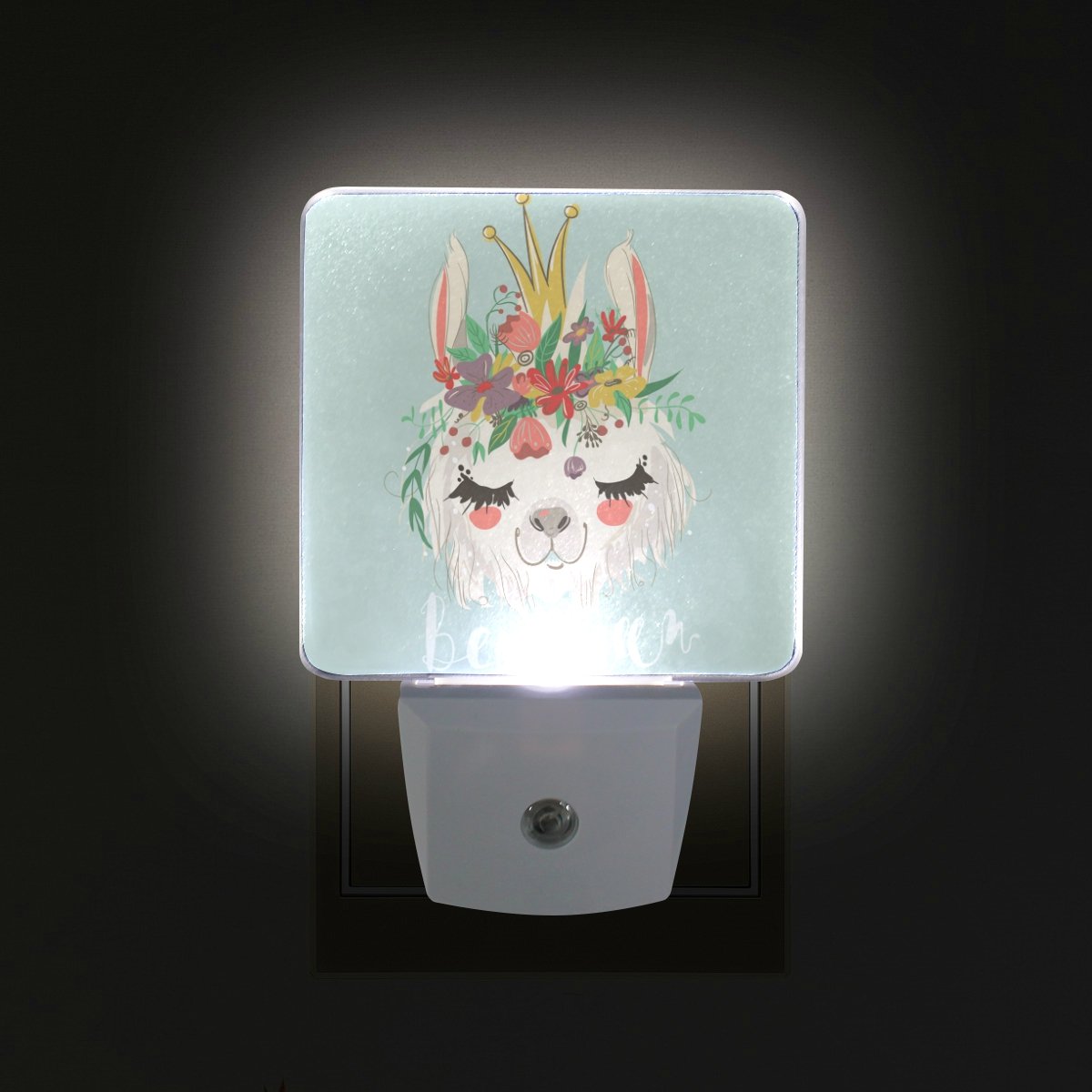 DIY.HD Plug-in LED Night Light Lamp, Cute Llama Design, Dusk to Dawn Sensor, 0.5W, One Size, Plastic
