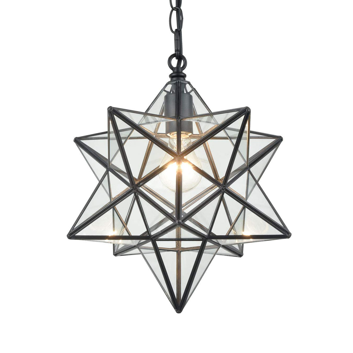 14'' Moravian Star Pendant Light Clear Glass Shade Hanging Star Lights On Chain