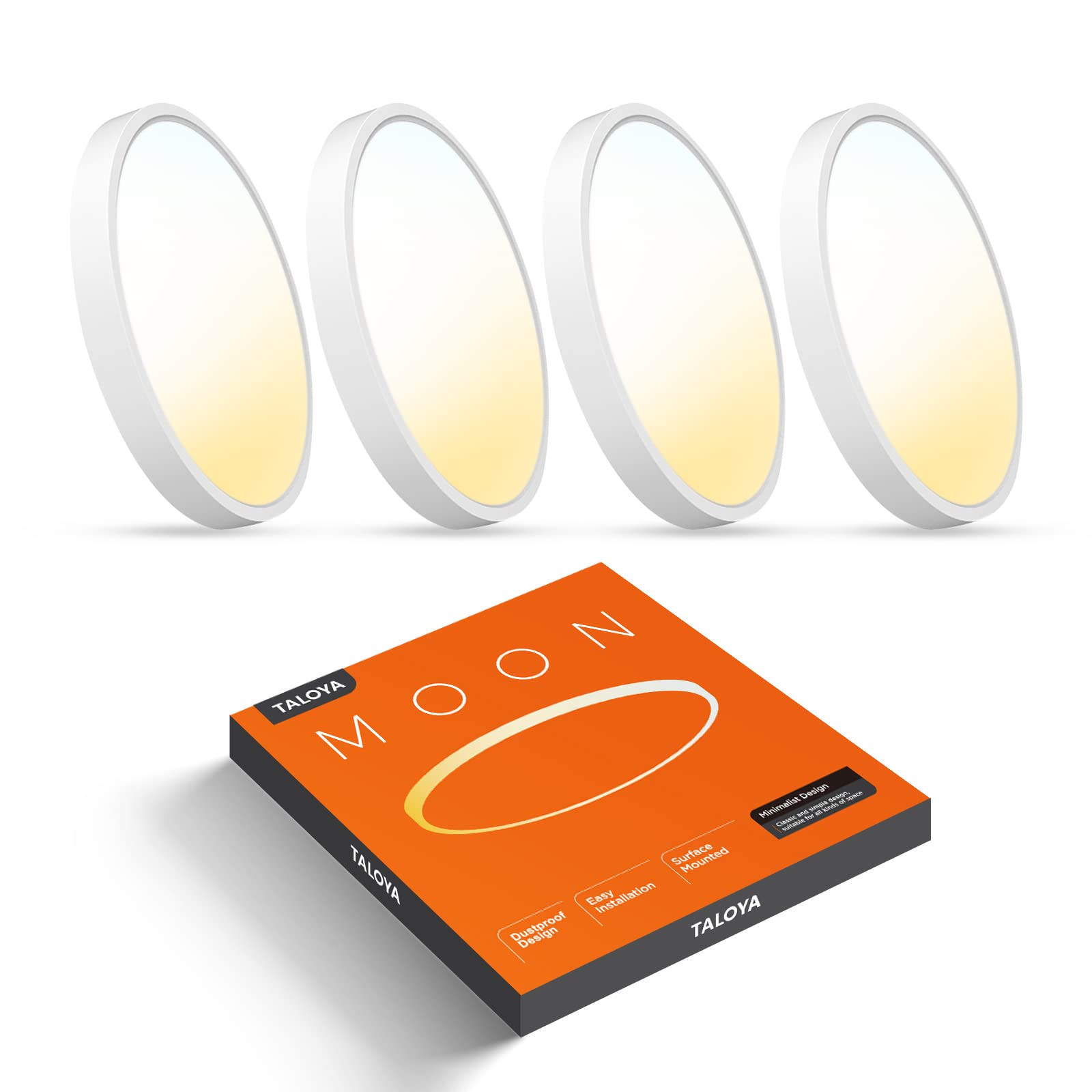 TALOYA Dimmable Led Ceiling Light 4 Pack, 3000/3500/4000/5000/6500K Selectable 12 Inch Flush Mount Light Fixtures
