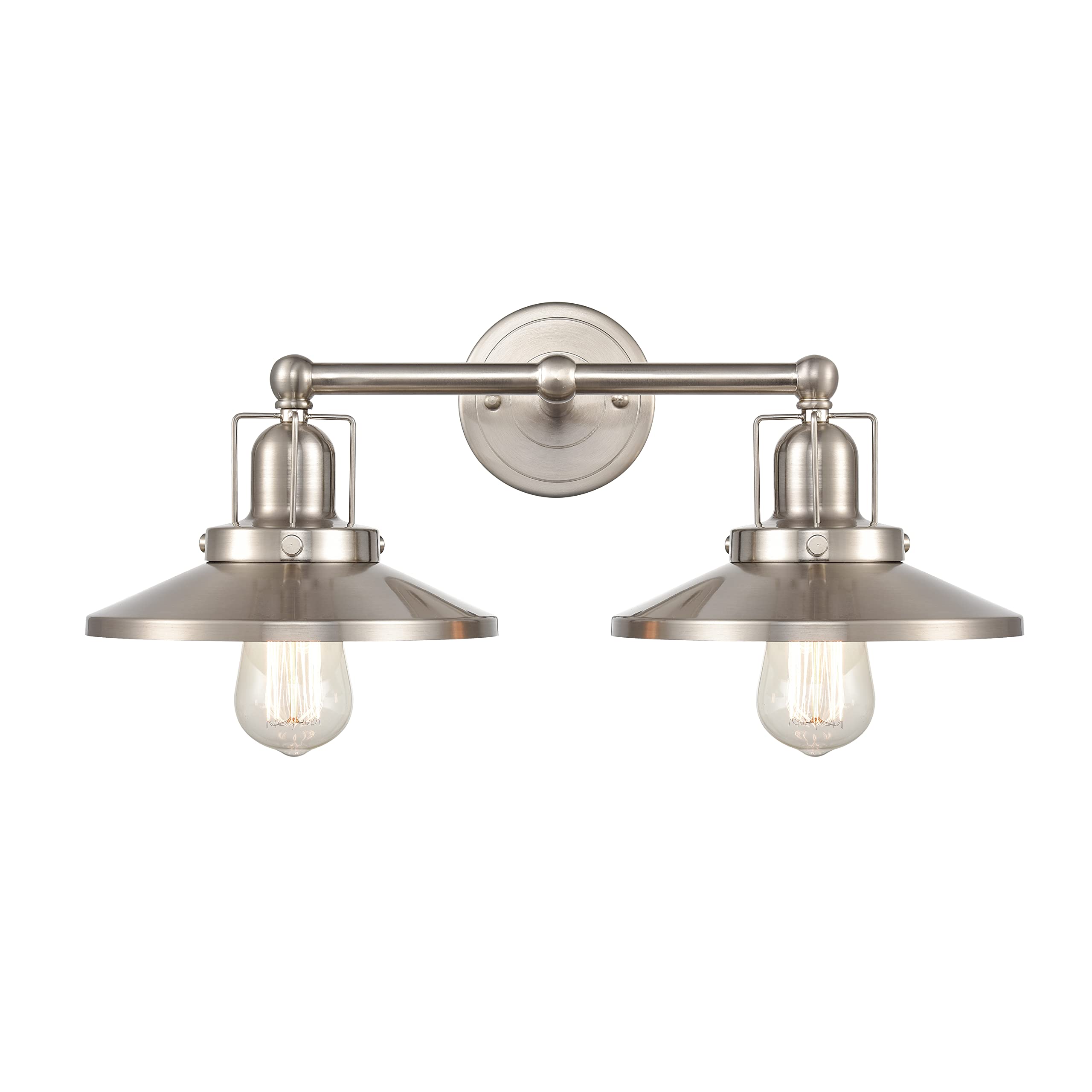 Elk Home 2-Light English Pub Vanity Light, Satin Nickel Metal Shade, Transitional Style