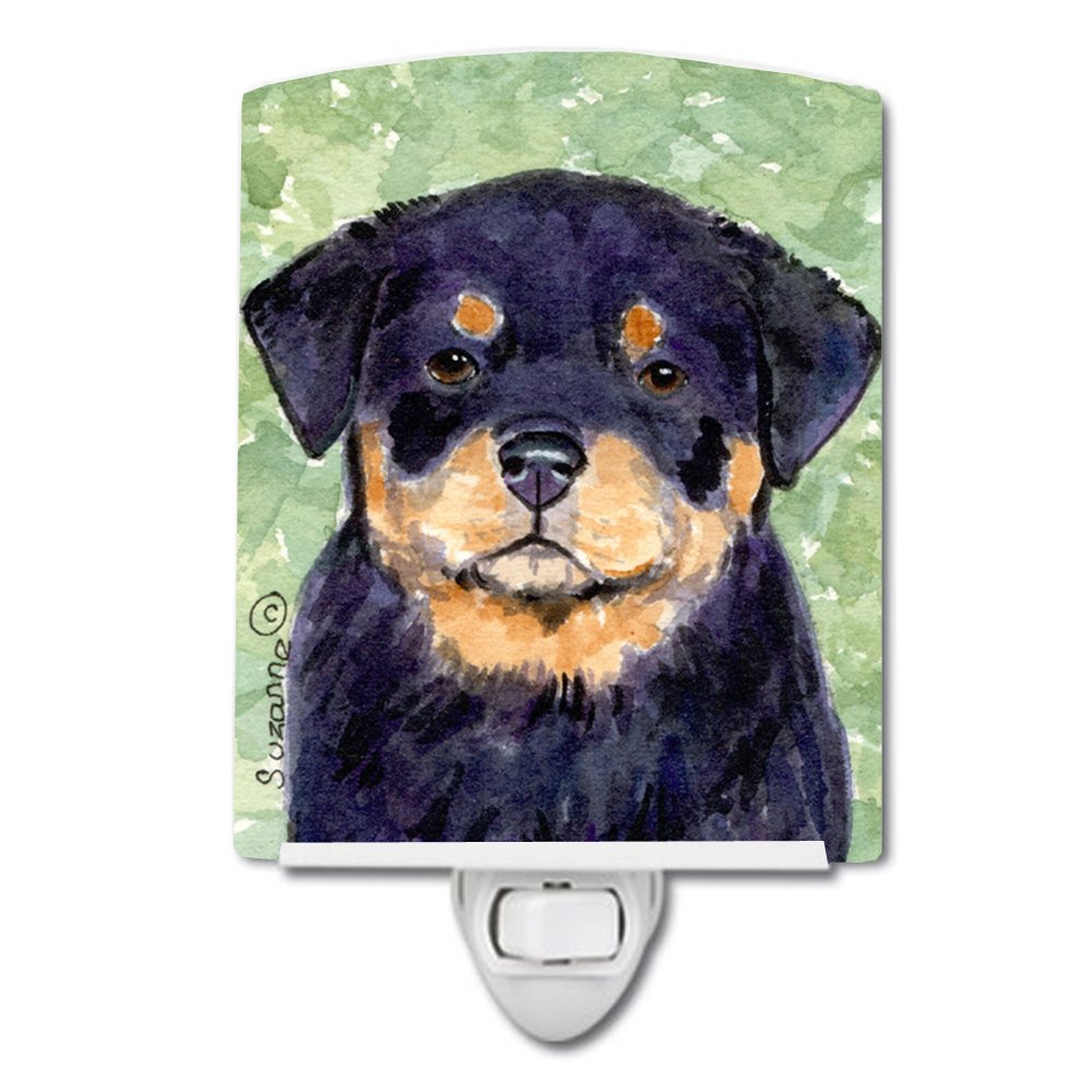 Caroline'S Treasures Ss8929Cnl Rottweiler Ceramic Night Light Compact, Ul-Certified, Ideal For Bedroom, Bathroom, Nursery, Hallway, Kitchen, 6X4X3, Multicolor
