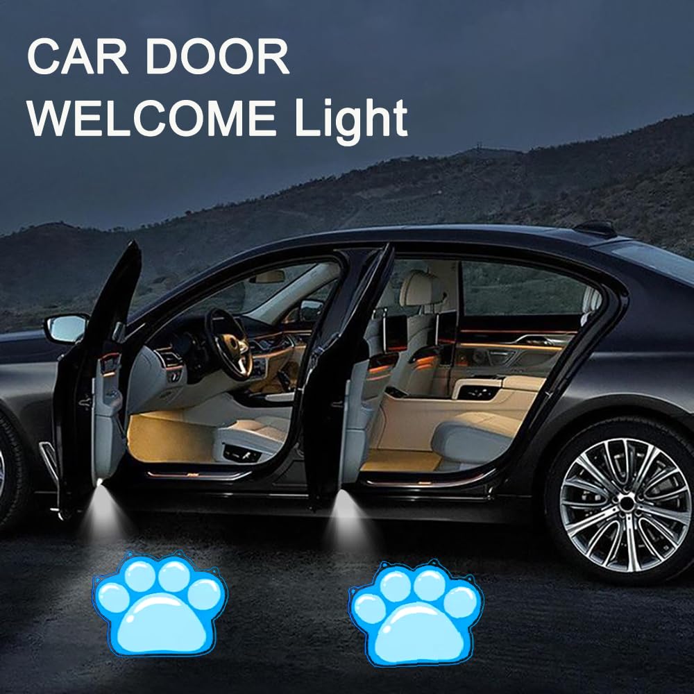 Lmzljz 2Pcs Car Door Lights Dog Paw Car Door Lights Logo Projector Led Shadow Welcome Lamp Paw Print Accessories Dog Gifts Suitable For All Brands Vehicles Motorcycle