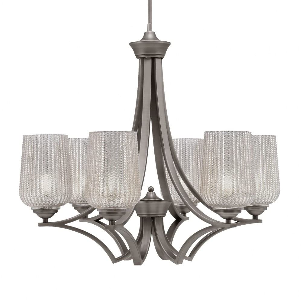 Toltec Lighting 566-Gp-4253 Zilo - 6 Light Uplight Chandelier-23 Inches Tall And 25.75 Inches Wide, Finish Color: Graphite, Glass Color: Silver Textured