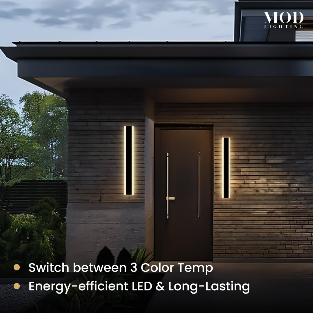 ?????? ???????????????? Haylen | Waterproof Outdoor Wall Light, Led Dimmable With Remote 3000K-6000K, Long Outdoor Porch Lights, Wired Lighting Fixture, Patio Exterior Wall Sconce, 1-Pack (Black, 24")