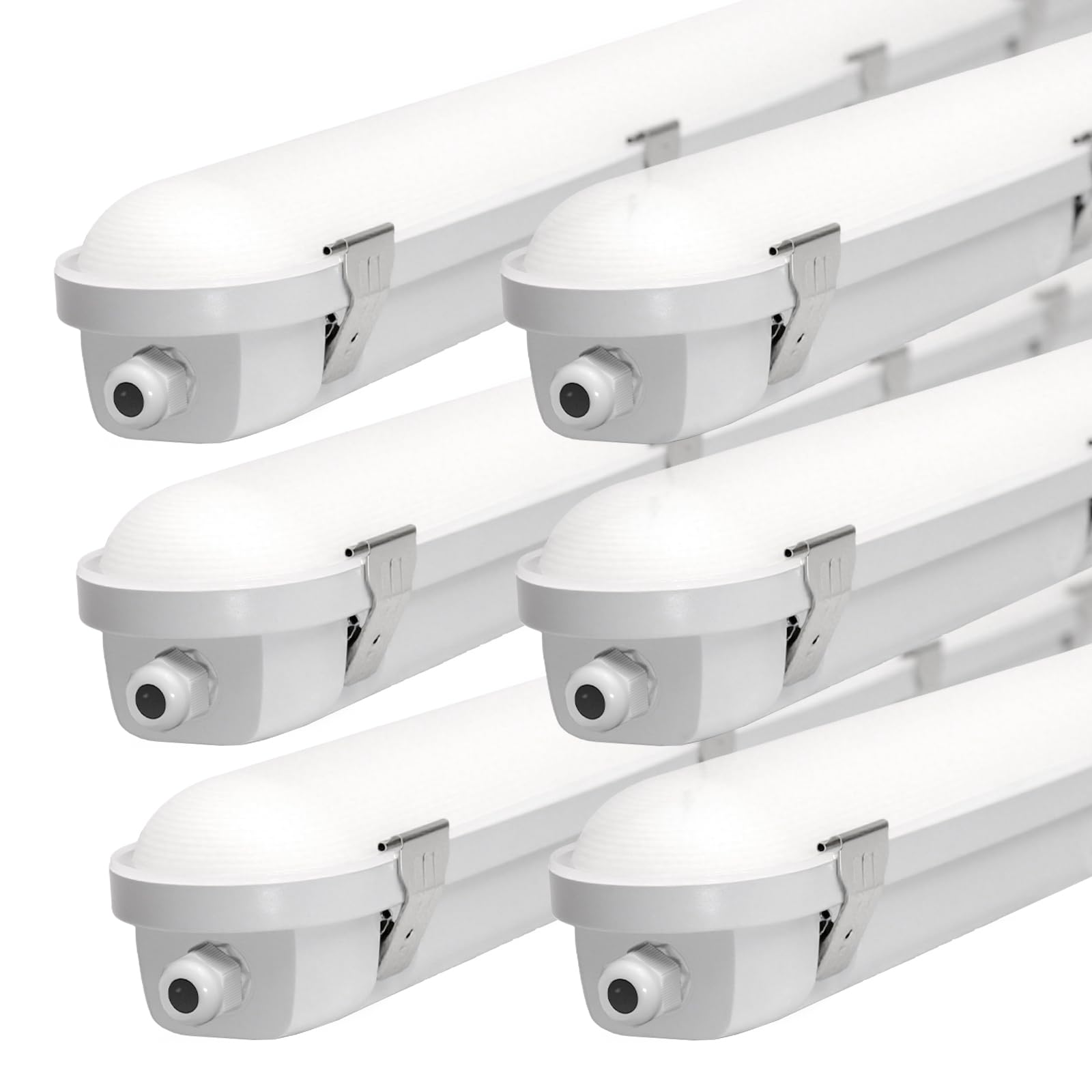 HYPERLITE 65W 4pack LED Vapor Proof Light  8450lm 4FT 45W/55W/65W Vapor Tight Light Fixture  4000K/5000K/6000K Selectable IP65 ETL Listed AC120-277V Shop Lights for Garage Walk in Freezer