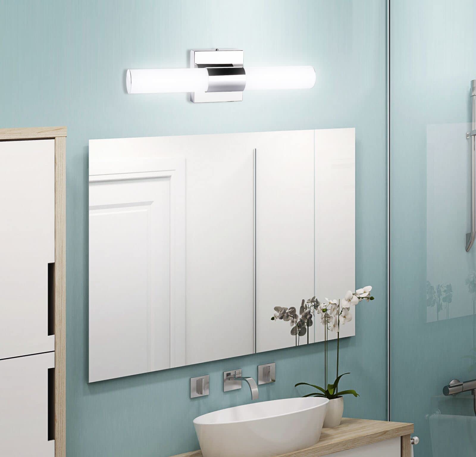 Trlife Modern Dimmable Bathroom Vanity Light, 8W, 15.7Inch, Stainless Steel, 3 Color Temperature, Model Vanity-3Co-40L