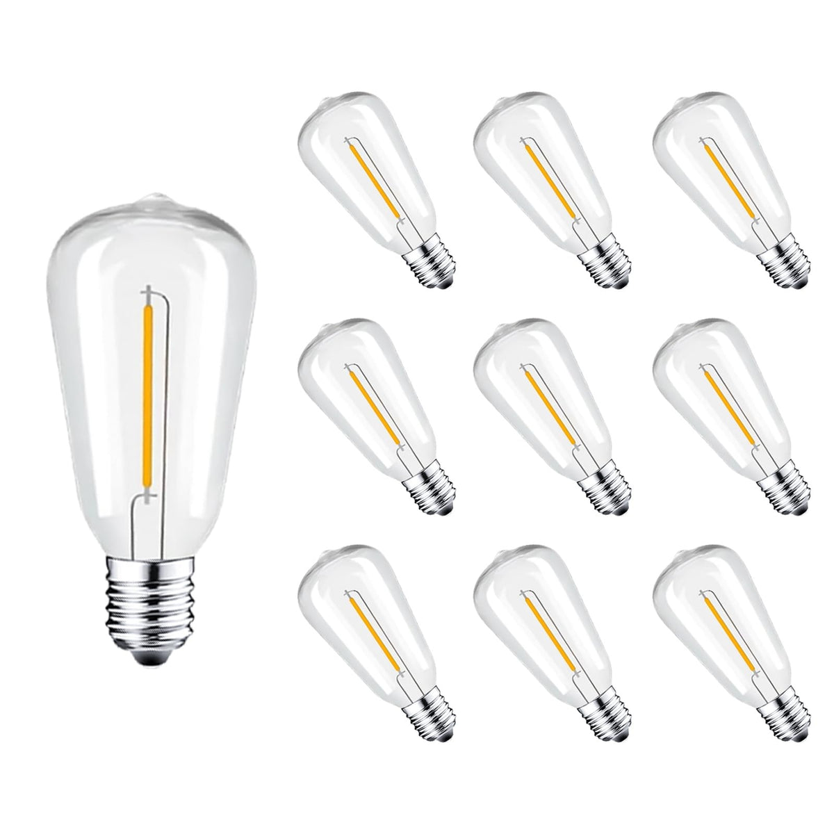 10 Packs St38 Led Edison Bulbs,0.6Watt E12 Base Small Vintage Light Bulbs Equivalent To 7W Incandescant, 2700K Warm White Bulbs 