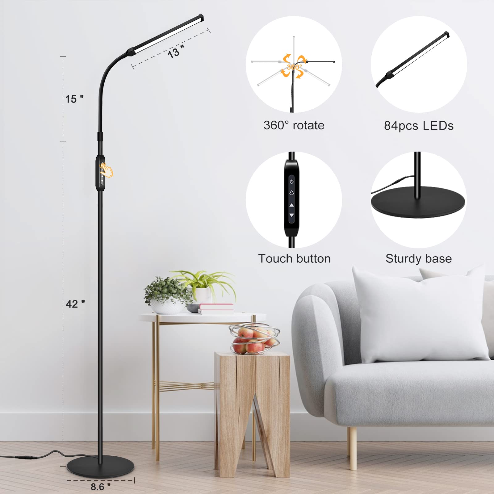 Ebest Led Floor Lamp For Eyelash Extensions Standing Floor Lamps For Office Eyelash Lamp Tattoo Light Reading Lamp For Bedroom M