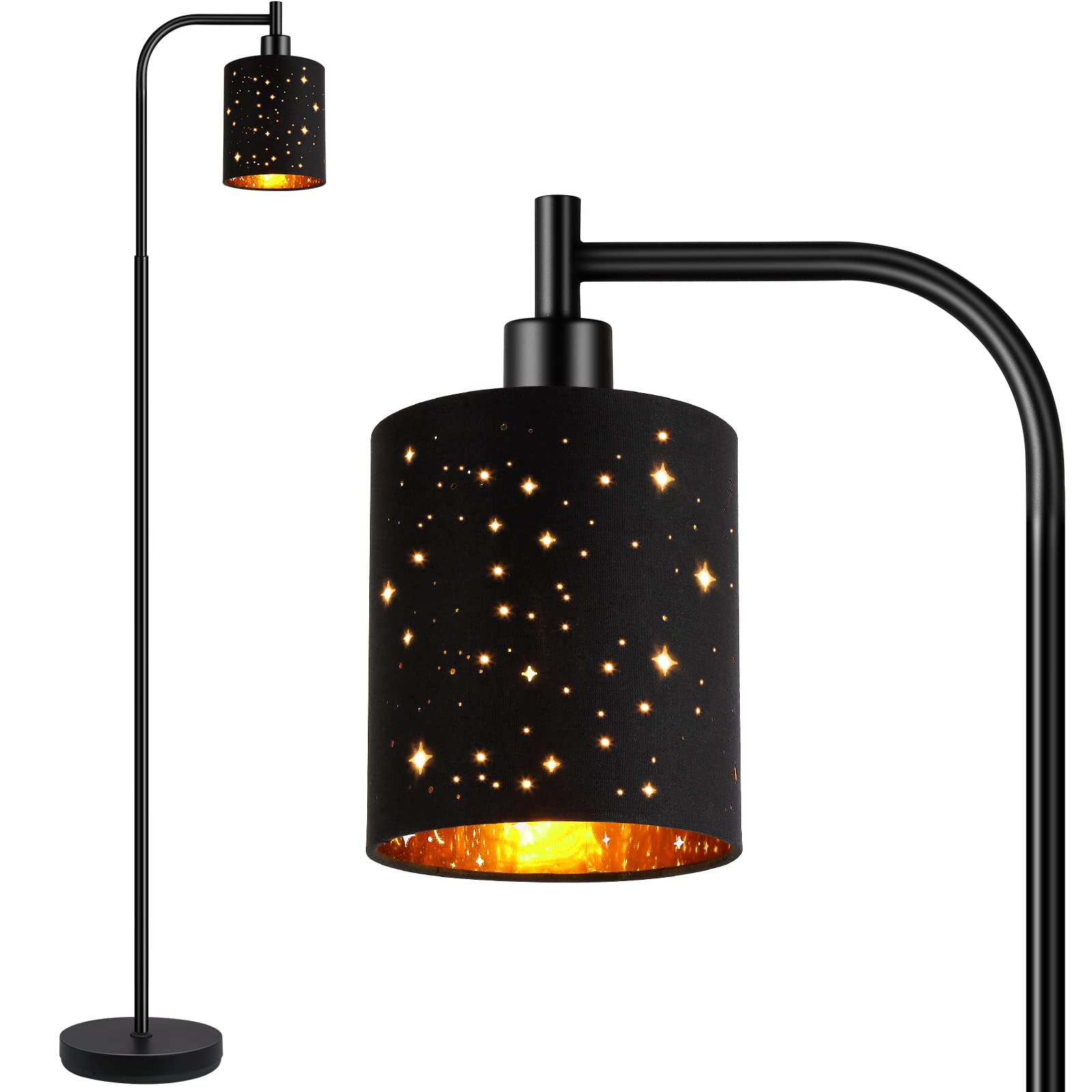 Auquee Industrial Floor Lamp - Modern Black Standing Lamp With 6W Led Bulb & Foot Switch