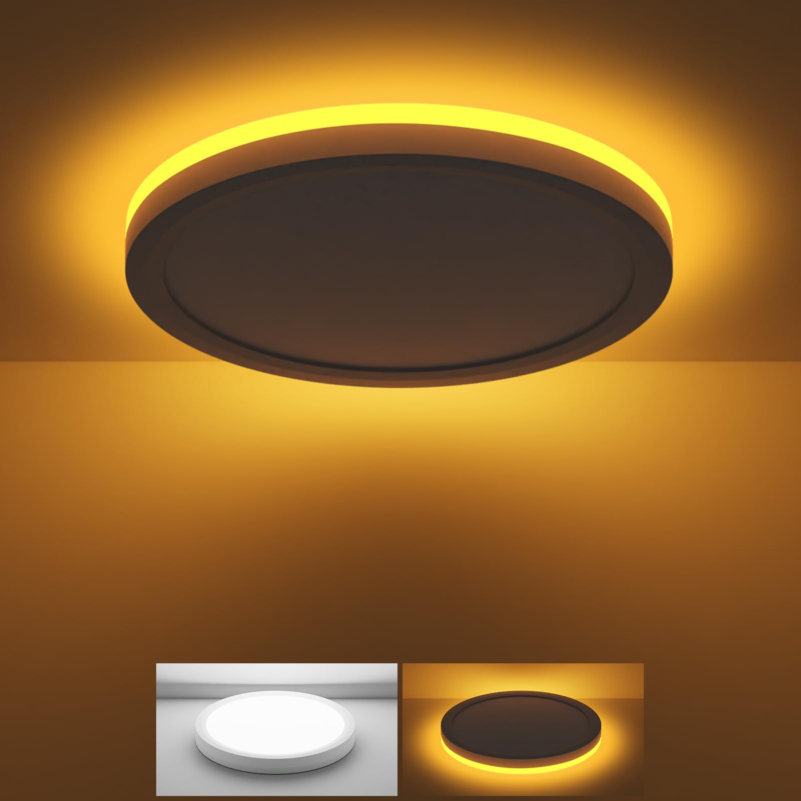 Fairdeer 12 Inch Led Ceiling Light With Night Light, 24W 2400Lm 3000K Warm To 6500K Cold Selectable, Small Round White Flush Mou