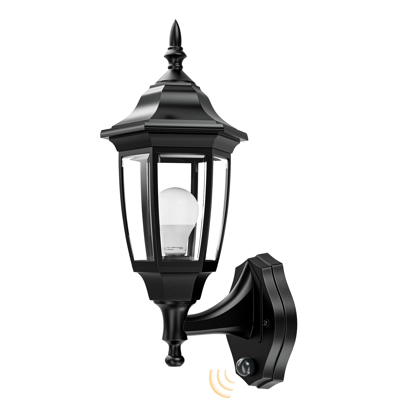EMART Outdoor Porch Sconce, LED Waterproof Light, Dusk to Dawn, Black, Plastic, Model EM-GL-1-PS, 1 Pack (Bulb Included)