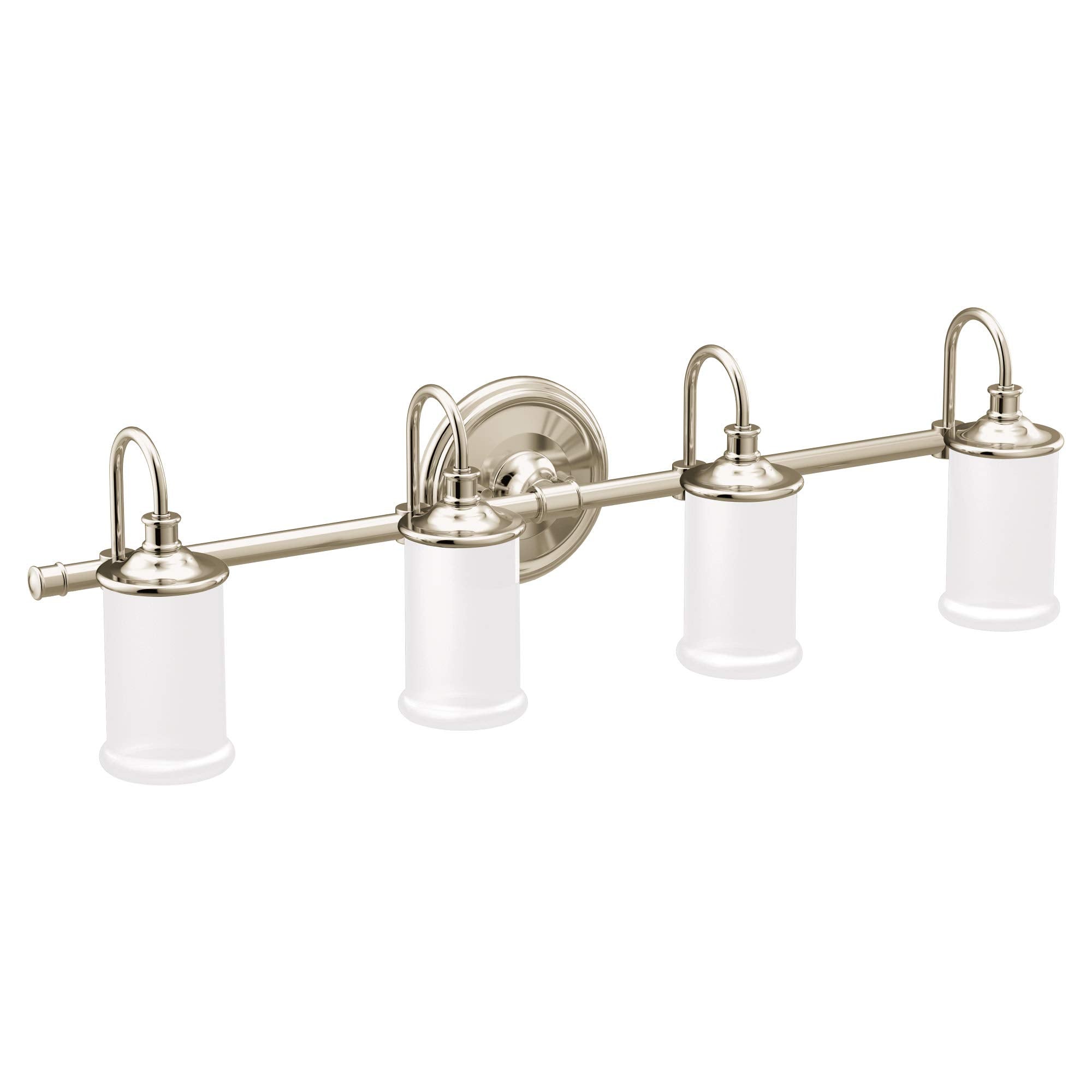 Moen YB6464NL Belfield 4-Light Dual-Mount Bath Bathroom Vanity Fixture with Frosted Glass, Polished Nickel