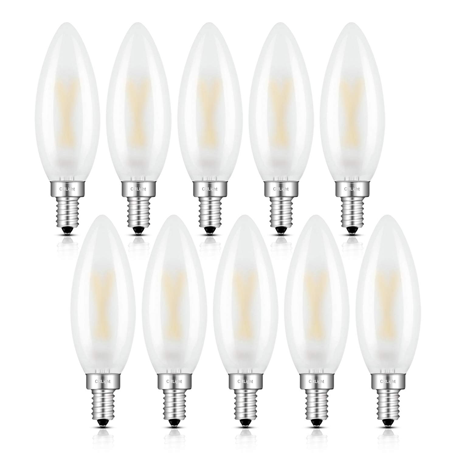 Crlight 2W Led Candelabra Bulbs, 25W Equivalent, 3000K Soft White, Dimmable,