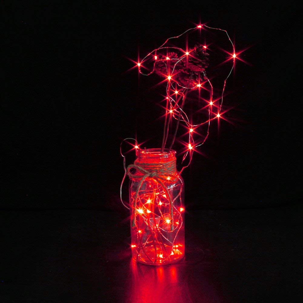 Hdshimao Pack Of 3 Sets Led Starry String Lights With 10 Micro Leds On 3.3Ft(1M) Copper Wire, Fairy Lights Battery Powered By 2X Cr2032(Incl), For Wedding Or Christmas Party Table Decorations (Red)