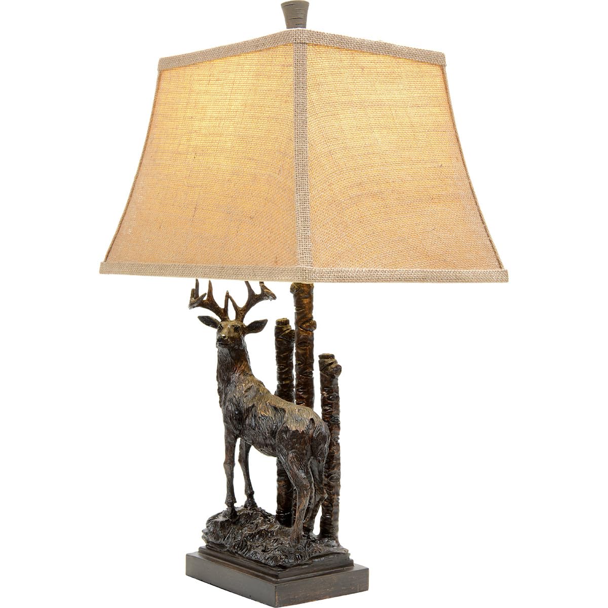 Black Forest Decor Bronze Deer Table Lamp - Rustic Lodge Desk Lamp For Cabin Or Living Room